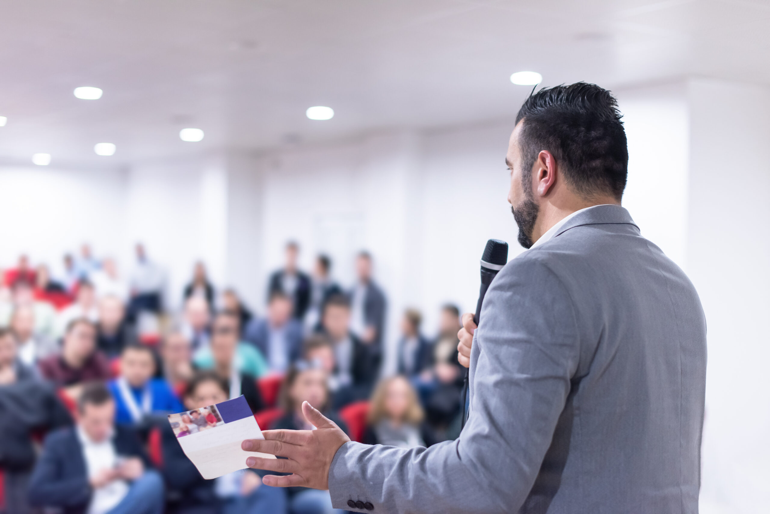 businessman giving presentations at conference room Doctor Lecture